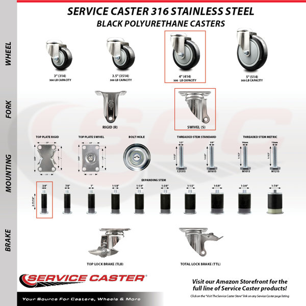 Service Caster Polyurethane Casters Wayfair